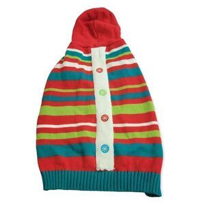 Pet Holiday Collection multi color stripped sweater with hood L